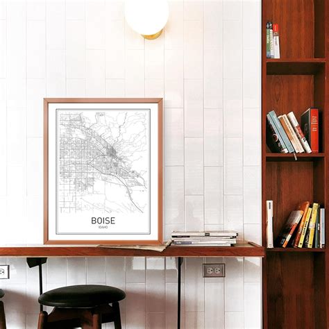 MotivatedWallArt Modern Minimalist Boise City Map Poster - Unframed ...