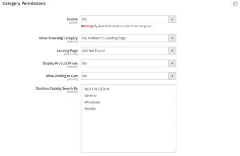 Permisos de categoría | Adobe Commerce