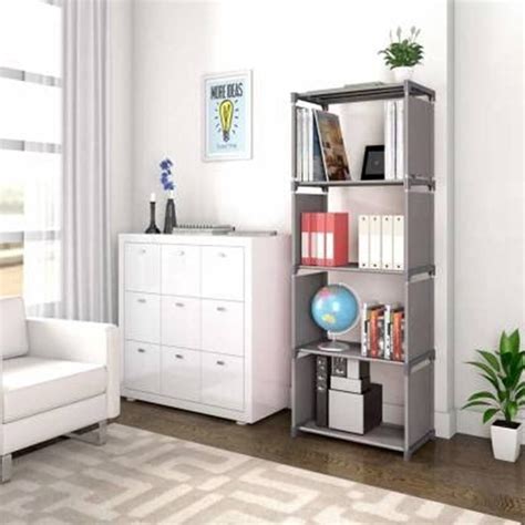 Honeysha Plastic Collapsible Bookshelf Stand Portable Books Case Multi ...