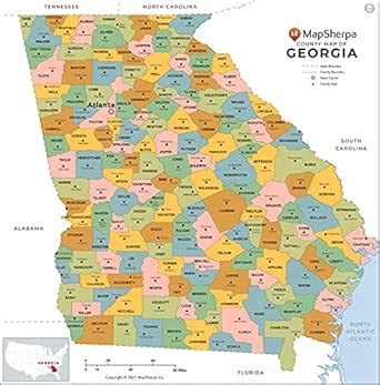 Georgia Counties Map - Extra Large - 60" x 61" Laminated : Amazon.in ...