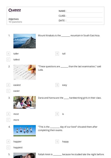 50+ Adjectives worksheets for 4th Class on Quizizz | Free & Printable