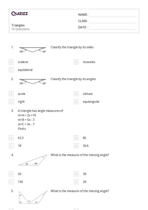 50+ triangles worksheets on Quizizz | Free & Printable