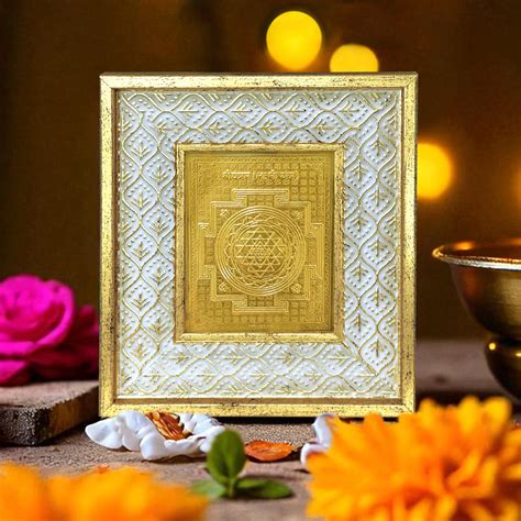 Shree Yantra Gold Plated Photo Frame, Silver and Gold God Frames Laxmi ...