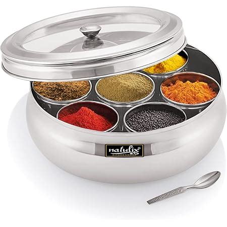Buy Sumeet Stainless Steel Belly Shape Masala (Spice) Box / Dabba ...