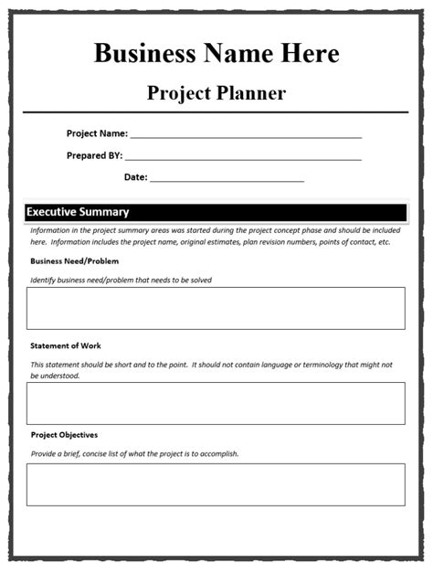 Image result for Project Planner Template