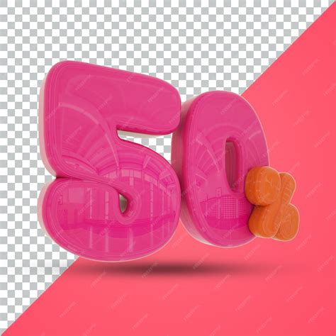 Premium PSD | 50 percent 3d render with orange background