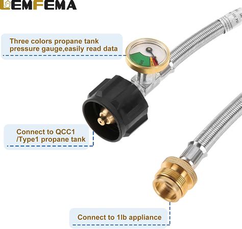 Lemfema 15 FT Propane Adapter Hose with Gauge, 1 lb to 20 lb India | Ubuy