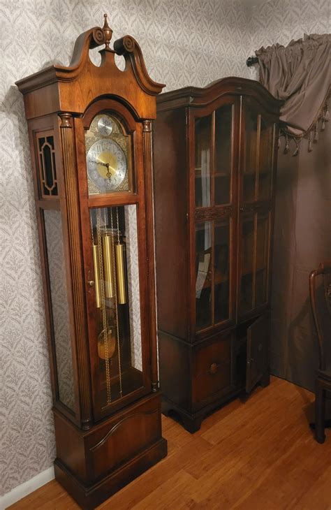 1980, Howard Miller Grandfather Clock, Westminster Chime, Walnut Case ...