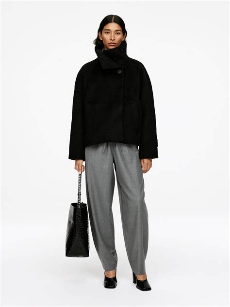 Funnel-Neck Wool-Alpaca Blend Jacket – Black – ARKET NL