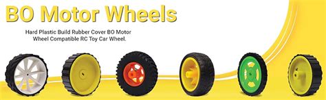 Electronic Spices Pack of 4 wheel-4512 Robot Durable Rubber Tire Yellow ...