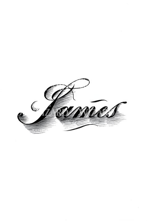 James Classic Cursive Tattoo Idea - Tattoos Wizard Designs