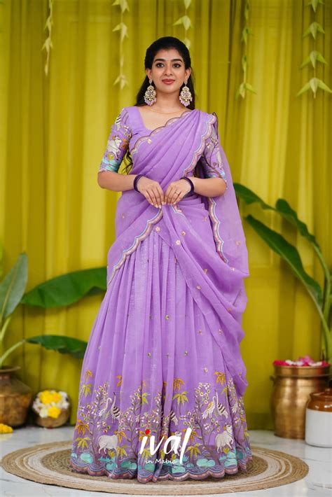 Buy Prachi Metallic Chiffon Half Sarees Collection – Ivalinmabia