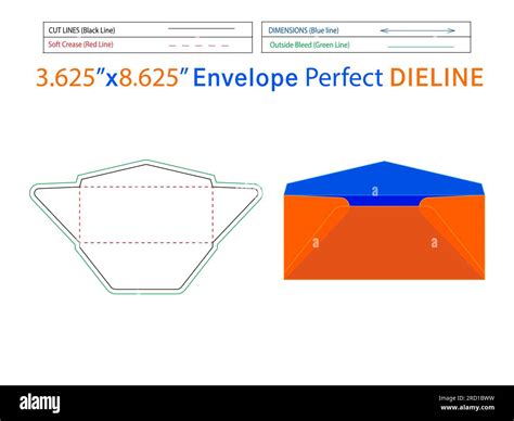 3.625x8.625 inch Regular Envelope dieline template ,Editable easily ...