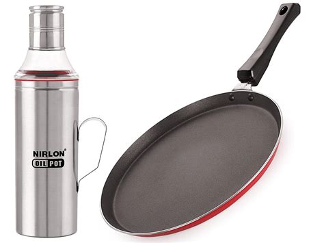 Buy NIRLON Non Stick Aluminum Non Induction Base Flat Tawa 27.5cm with ...