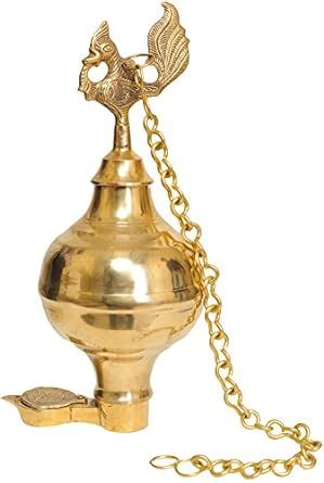 Exotic India Peacock Oil Lamp - Brass : Amazon.in: Home & Kitchen