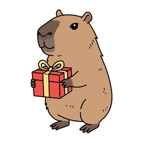 Capybara holding a gift | Premium Vector