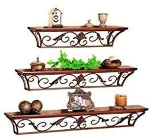 AR SABRI SHOPEE Wall shelf wooden wrought iron shelves set 3 wall ...