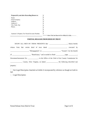 partial release of deed of trust Doc Template | pdfFiller