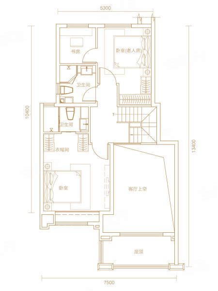 跃层房屋长方形厨房橱柜装修设计图_别墅设计图