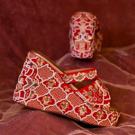 Leela - Custom Embroidered 6 inch Bridal Heels for Designer Lehenga ...
