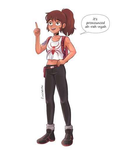 Anya Corazon / Araña teaching a non-a Spanish speaker of the pronouncer ...