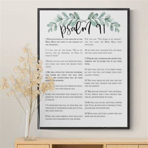 Psalm 91 Wall Decor - Inspirational Bible Verse Art for Your Home ...