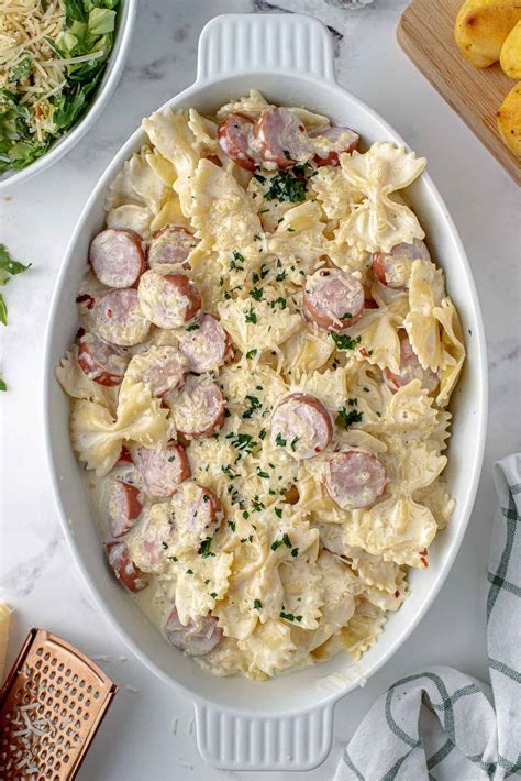 Sausage Alfredo Pasta Recipe- Shugary Sweets