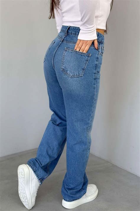 WIDE LEG SIMPLE WOMEN JEANS LIGHTBLUE/BZ JEANS KLAUDIO FASHION STC-1275