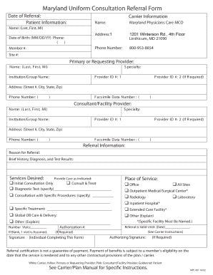 2002 MD Uniform Consultation Referral Form - Blank Fillable Template ...