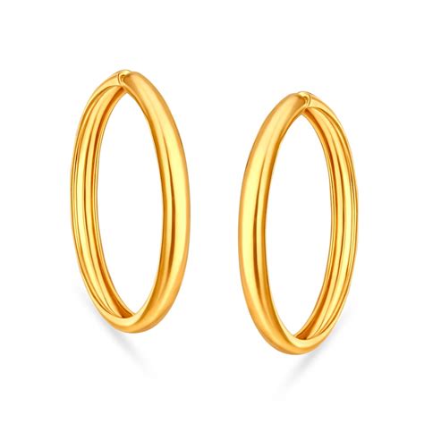 Contemporary Plain Large Round Gold Hoop Earrings