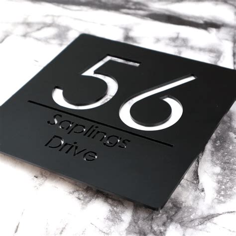 Buy Laser Cut Matt Black & White Marble Door Number Address Plaques ...