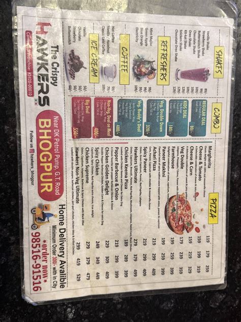 Menu at The Crispy Hawkers, Bhogpur