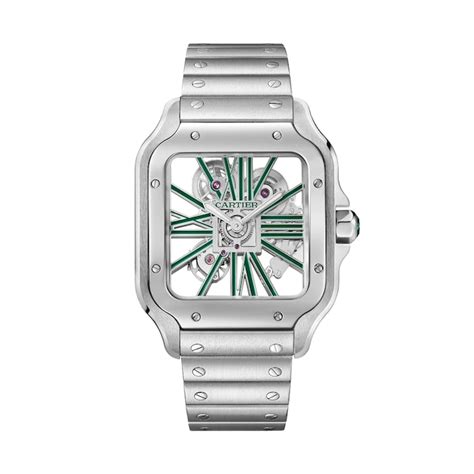 Cartier Santos watch, skeleton, large model, Manufacture mechanical ...