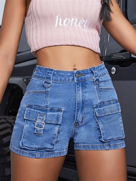 Flap Pocket Denim Shorts | Estilo de calça jeans, Estilo jeans sobre ...