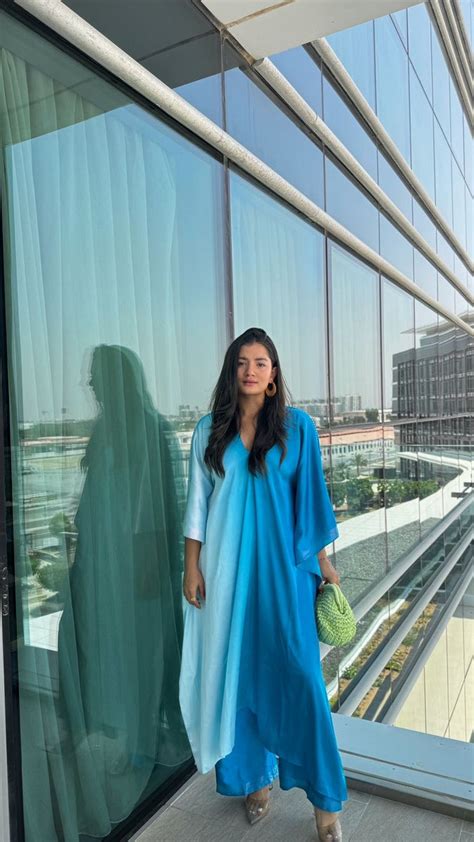 Medha’s blue kaftan set – Drishti Chhabraa