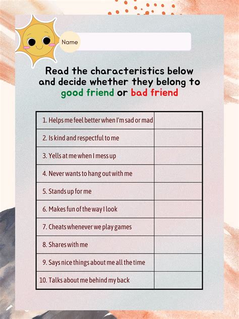 Good Vs Bad Friends Poster PRINTABLE Emotional Learning - Etsy Ireland