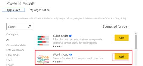 Power BI Word Cloud Visual 的图像结果