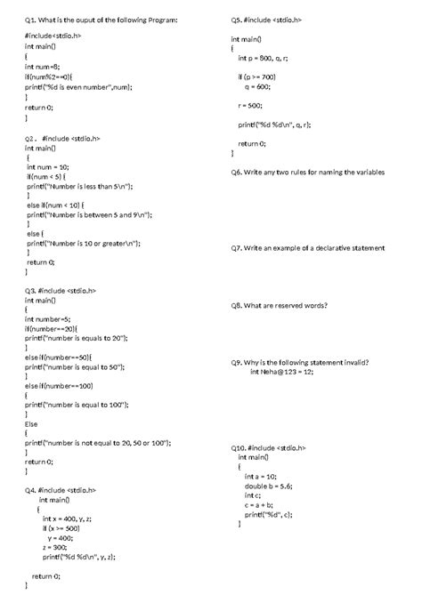 C Viva questions - Q1. What is the ouput of the following Program: # ...