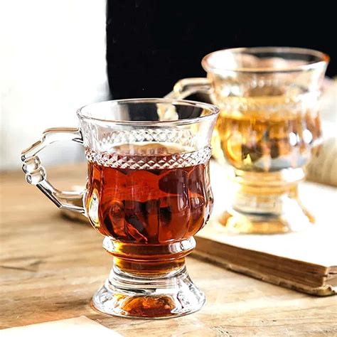 Buy KELVEE Glass Coffee Mugs With Handle Set Of 6,Clear Tea Cup Set For ...