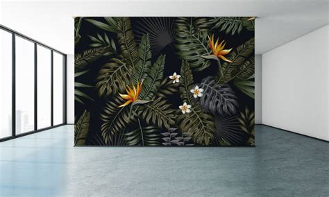 Black Botanical Tropical Wallpaper – Myindianthings