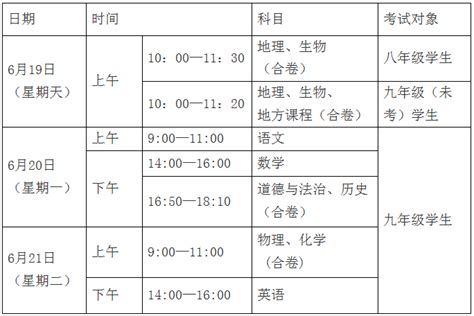 2019荆州中考时间安排：6月20日至6月21日