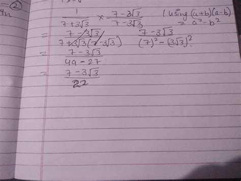 Rationalize the denominator 1 upon 7 + 3 root 3 - Brainly.in