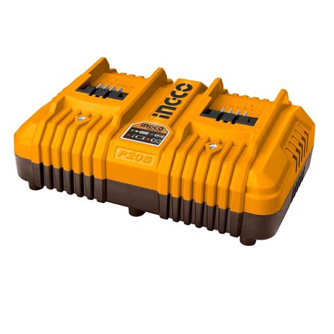 INGCO 20V Battery Charger, Accepts up to 2pcs P20S Battery Packs, Dual ...