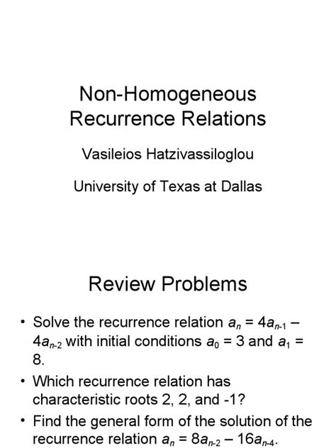 Image result for Homogeneous and Non Homogeneous Recurrence Relation Questions