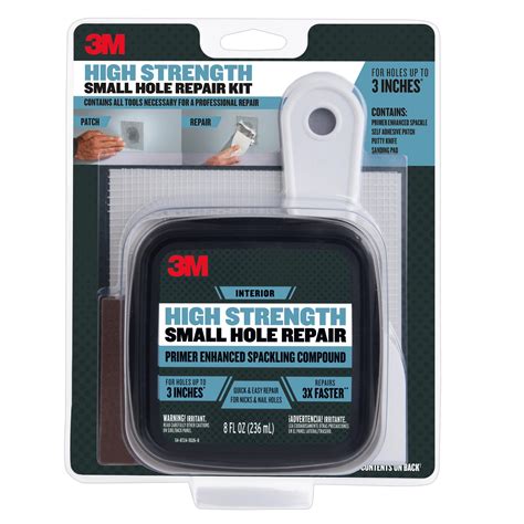 3m High Strength Small Hole Repair Kit Inlcudes Spackling Compound ...
