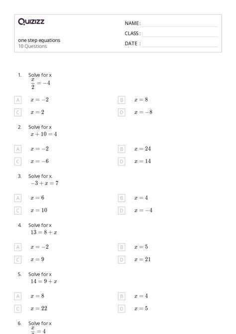 50+ One-Step Equations worksheets for 4th Class on Quizizz | Free ...