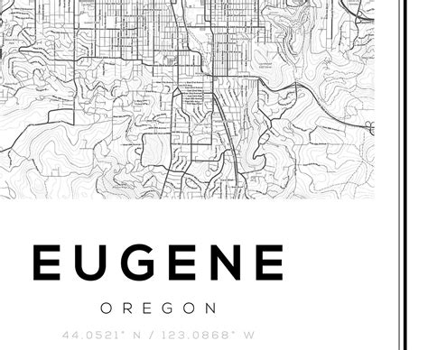 Eugene Map Print Eugene Oregon Eugene Wall Art Map of | Etsy