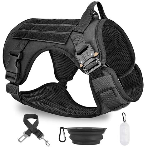 PAWDAY Tactical Dog Harness & No Pulling Front Leash Clip for Large ...