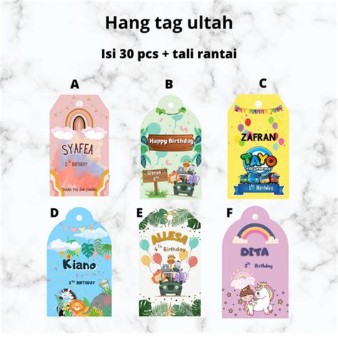 Jual ISI 30 PCS Hang tag ulang tahun custom hang tag acara - Kab. Kudus ...