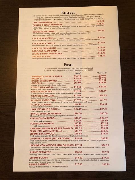 Menu at Rosario's Pizzeria, Clarks Summit